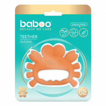 BABOO silikona graužamā rotaļlieta Krabītis, 4+ mēnešiem, 1 gab.
