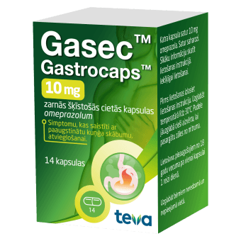 GASEC GASTROCAPS 10 mg zarnās šķīstošās cietās kapsulas, N14
