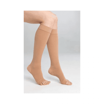 LAUMA MEDICAL medicīniskās kompresijas pusgarās zeķes ar kokvilnu, bēšas, bez pirkstu daļas, 2K, 1 pāris