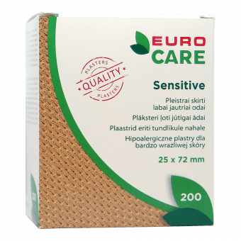 EURO CARE plāksteris SENSITIVE 25x72 mm, 200 gab.