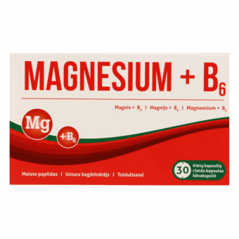 MAGNESIUM + B6, kapsulas, 30 gab.
