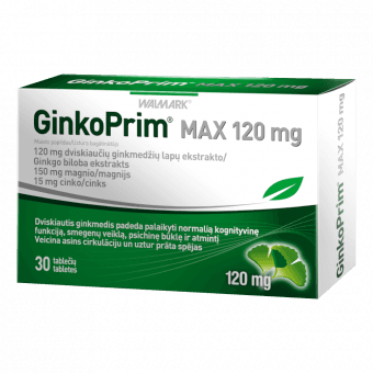GINKOPRIM MAX 120 mg, tabletes, 30 gab.