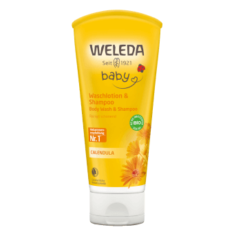WELEDA BABY kliņģerīšu šampūns un dušas ziepes bērniem, 200 ml