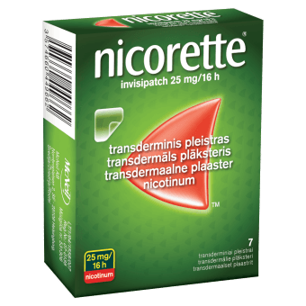 NICORETTE 25 mg/16 h transdermāls plāksteris INVISIPATCH, N7