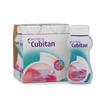 NUTRICIA CUBITAN šķidrs ēdiens ar zemeņu garšu, 4 gab., 200 ml