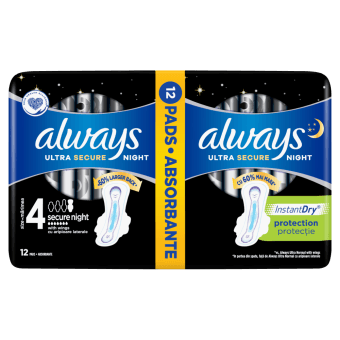 ALWAYS higiēniskās paketes ULTRA NIGHT EXTRA PROTECTION, 12 gab.