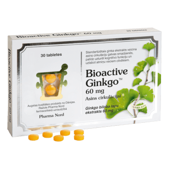 BIOACTIVE GINKGO 60 mg, tabletes, 30 gab.
