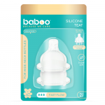 BABOO Pretkoliku silikona knupītis, ātras plūsmas, 6+ mēneši, 2 gab.