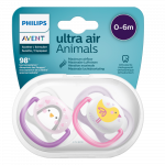 PHILIPS AVENT silikona māneklīši meitenēm ULTRA AIR ANIMALS,0-6 mēn., 2 gab.