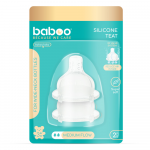 BABOO Pretkoliku silikona knupītis, vidēja plūsma, 3+ mēneši, 2 gab.