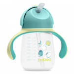 BABOO Ūdens pudele ar silikona salmiņu, 9+ mēneši LAGOON FIESTA, 260 ml