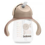 BABOO Ūdens pudele ar silikona salmiņu, 9+ mēneši AU NATURALE, 260 ml