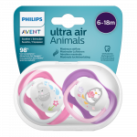 PHILIPS AVENT silikona māneklīši meitenēm ULTRA AIR ANIMALS, 6-18 mēn., 2 gab.