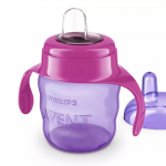 PHILIPS AVENT mācību krūzīte ar rokturiem,rozā EASY SIP 6m+,200ml, 1 gab.
