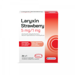 LARYXIN zemeņu 5mg/1mg sūkājamās tabletes, N24